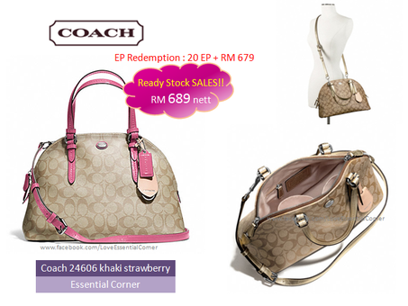 Coach Peyton Cora Dome Strawberry Pink Leather Satchel Shoulder Bag